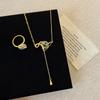 Collar con colgante y anillo con hebilla de serpiente de Ling para mujer, estilo chino, ligero, de lujo, retro, elegante, combinable con todo, cadena de lana.