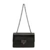 Bolso bandolera de cadena con candado de textura de color sólido para mujer 2025 Primavera Nuevo Moda Casual Un solo hombro Axila Bolso cuadrado pequeño