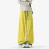Calça Casual Softshell Dopamine para Uso Externo Casal Perna Reta Emagrecedora Versátil Outono Nova Chegada Marca Tendência Temperamento Patchwork Calça Longa