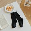 Calcetines finos de algodón para niñas de primavera y verano, calcetines de canalé lateral con oreja de madera, color Morandi, calcetines de caña media sin costuras para niños, calcetines de princesa