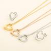 Nuevo Conjunto de Acero de Titanio de Moda Fresca Pequeña de Cassia Collar con Recorte en Forma de Corazón + Aretes Set de Acero Inoxidable para Mujer
