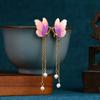 Aretes de Esmalte Degradado de Mariposa Estilo Chino Airyuan Aguja de Plata 925 Lujo Accesible Diseño Nicho Aretes de Perlas Antiguas