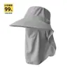 Sombrero de Sol de Verano para Mujer con Ala Ancha, Mascarilla Facial, Protección Integrada para el Cuello, Transpirable, Anti-UV, Sombrero de Pescador, Sombrero Plegable para Exteriores