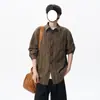Camisa de Manga Larga Tie-Dye Rayada Americana para Hombre Otoño Nueva Texturizada Estilo Old Money Holgada Chaqueta para Viajar