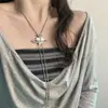 Collar Largo con Colgante de Corazón Saturno Estilo Lujo Ligero para Mujer, Cadena Versátil de Moda para Suéter, Accesorio de Alta Gama