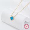 Collar de Plata 925 para Mujer, Gargantilla Versátil de Lujo Ligero con Trébol de Cuatro Hojas y Colgante de Nácar, Cadena, Joyería de Plata Pura al por Mayor para Exportación