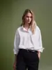 Camisa Blanca Sin Estampado para Mujer Primavera y Verano Nuevo Estilo Coreano Lujo Ligero Holgada Estilo Perezoso Camisa