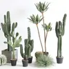 Cacto Artificial Planta Verde Decorativa em Vaso Biónica Tropical Desértica Pacote de Paisagismo Combinação Falso Cactus