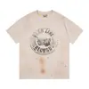 Galería de Explosiones Transfronterizas Depto. de Cartas Salpicadura de Tinta Estampado de Alta Calidad Algodón de Doble Hilo Manga Corta Camisetas para Hombre y Mujer