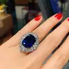 Moda Europeia e Americana Simulação Tansan Diamante Azul Tesouro Anel Pedra Principal 10*12