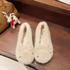 Sapatos fofos femininos estilo delicado coleção inverno 2026, sapatos baixos de bico fino com laço, sapatos de algodão confortáveis de calçar fácil com sola macia