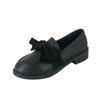 Nuevos Zapatos de Moda de Cuero Suave Estilo Británico para Primavera 2025, sin Cordones, con Tacón Grueso, Lazo, Zapatos de Cuero Pequeños, Estilo Japonés para Mujer Jk