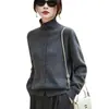 Cárdigan de Punto de Mezcla de Lana Transfronterizo Nuevo Estilo Otoño e Invierno 2026 Estilo Suave Cuello Alto de un Solo Botón Color Sólido Top para Mujer Ya Disponible
