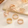 Anel Liso Brilhante Atacado Europeu e Americano Joia de Mão Transfronteiriça Forma Geométrica Feminina Estilo Galvanizado Conjunto Personalizado de Anéis de Falange