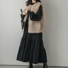 Vestido de chándal de manga larga para mujer, diseño de nicho japonés, holgado, con costuras midi y volantes, largo hasta la rodilla.