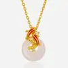 Colar com Pingente Fivela de Paz Koi Feminino Jade Hetian Design de Nicho Exquisito Presente de Aniversário Dia dos Namorados Atacado