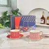 Serie Estrella de Siete Puntas Rusa Taza Doble con Platillo Taza de Café y Platillo Doméstico de Porcelana Ósea Lujo Ligero Caja de Regalo de Gama Alta Venta al por Mayor Transfronteriza