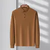Suéter Fino de Solapa Gofrada para Primavera y Otoño Nueva Camisa de Manga Larga de Negocios Camiseta para Hombre Moda Casual Holgada