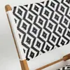 Silla Sofá de Ocio de Madera Maciza Nórdica Tejido de Cuerda Tejido a Rayas Cruzadas B&B Impermeable Silla Mecedora Individual para Patio Exterior