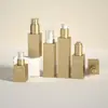 Botellas de sérum prensado de fábrica, botellas dispensadoras de loción cosmética de alta gama de paredes gruesas, materiales de embalaje para cuidado de la piel, botellas con atomizador de niebla fina