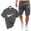 Traje deportivo informal de manga corta con camiseta de manga corta y parte superior de algodón para hombre de verano transfronterizo en stock