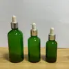 Frasco Conta-gotas de Vidro Verde para Óleo Essencial 10ML 30ML Dourado Prata Preto Conta-gotas de Borracha Frasco para Sérum Frasco Dispensador Cosmético para Loção