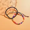 2022 Nuevo Pulsera Tejida Estilo Bohemio Combinación de Piedra Volcánica de Lava para Hombres Pulsera Hecha a Mano de Tela Vintage