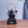 Tetera Eléctrica Yue Rui Cerámica Dehua Termostato Retro Una Olla 4 Tazas Calentador de Té Cerámica Negra Set de Té para Balcón al Aire Libre