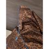 Pijama de Cuero Negro con Estampado de Leopardo de Dibujos Animados Pijama de Gatito Ropa de Casa Traje de Pantalón de Manga Larga de Algodón Nube para Mujer Primavera y Otoño