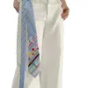 Pañuelo de seda con flores de acrílico, borde redondo de encaje, lazo, simple y elegante, nicho, lindo, accesorio de corbata vintage
