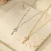 Collar Colgante de Llave con Cruz de Plata de Ley S925 Chapado en Oro de 14K Transfronterizo para Mujer, Cadena de Cuello Vintage de Lujo Ligero Exquisita de Venta Caliente