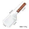 Espátula para Churrasco de Aço Inoxidável com Cabo de Madeira, Ferramenta para Churrasco ao Ar Livre, Espátula para Fritar Bife, Antiescaldante, Cabo Antiderrapante, Espátula Multifuncional para Fritar