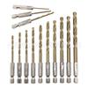 Juego de 13 piezas de brocas helicoidales con vástago hexagonal chapadas en titanio de 1.5-6.5 mm Taladro Atornillador Eléctrico Destornillador Perforación Lote de Brocas de Viento