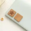 Etiqueta de Couro de Microfibra Desenho Animado, Etiqueta de Couro Estampada, Patch para Roupa, Etiqueta de Couro para Roupa de Boneca Pet DIY, Etiqueta de Urso com Rosto Sorridente