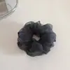 Scrunchie vintage estilo francês ultra-feminino de organza com bolinhas em camada dupla, elástico de cabelo simples e versátil para mulheres