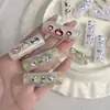 Cuentas cilíndricas de dos agujeros, translúcidas, con estampado de dibujos animados y polvo dorado, para cadenas y accesorios hechos a mano para bolsas de teléfono DIY