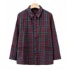 Camisa de manga larga de algodón puro para mujer de mediana edad 2026 nuevo top a cuadros para madres de mediana edad y ancianas, camisa de algodón para primavera y otoño
