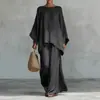 Conjunto de Camisa Simple Holgada de Mezcla de Lino y Pantalones de Pierna Ancha para Mujer, Nuevo Sitio Independiente de Amazon Transfronterizo Europeo y Americano 2026