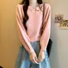 Blusa de tricô plissada estilo coreano transfronteiriça, moda feminina, nova coleção outono 2026, design doce e macio, suéter de puxar