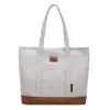 Bolsa de lona de poliéster y algodón de gran capacidad, simple y resistente, nuevo diseño de moda 2026, bolso de hombro texturizado con letras en relieve