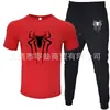 2025 Novo Conjunto Casual Esportivo Masculino de Duas Peças: Camiseta de Manga Curta e Calça, Verão, Gola Redonda, Cor Lisa, Estampado