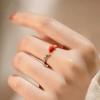Anillo Retro Estilo Chino Plateado Esmalte de Pez Koi Anillo de Cola Abierto Gradiente Lindo Venta Directa de Fábrica