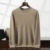 Suéter de Punto Cómodo para Otoño e Invierno con Cuello Redondo Suéter Base Suéter de Cachemira de Color Puro Estilo Nuevo para Hombre 2025