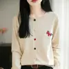 Cárdigan abrigo suéter para mujer, estilo coreano, con botones de poni, primavera 2026, prendas de punto para mujer, cuello redondo, nuevo modelo transfronterizo
