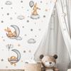FX-D452 desenhos animados pintados dormindo Coelho lua estrelas nuvens quarto das crianças fundo decoração da parede embelezamento