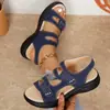 Artículos en stock Nuevo estilo de primavera Comercio exterior Zapatos de mujer Suela plana Doble velcro Boca de pez Sandalias para mujer Transfronterizo Más vendidos Talla grande Zapatos Venta al por mayor