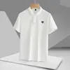 Camisa Polo de Verano Fresca Bordada de Tres Hojas para Hombre, Manga Corta, Cuello Campana, Casual de Negocios, Moderna, Transpirable, Ligera, Absorbente de Sudor