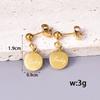 E215 Venta al por mayor Moda Europea y Americana Acero Inoxidable Cara Sonriente Oro de 18K Pendientes Joyería para Mujer