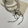 Colar com Pingente de Laço e Franja de Pérola e Cristal Doce e Fresco Corrente de Clavícula Elegante Sexy Sexy de Alta Qualidade Europeu e Americano