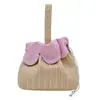 Nova Bolsa Feminina com Padrão Trançado, Bolsa de Mão Floral Doce, Bolsa de Mão Portátil com Cordão, Bolsa Simples de Ombro para Mulheres
